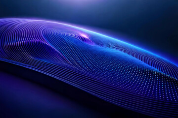 wave abstact vector dark blue background. Technology composition. Blue and purple particles wave surface on black background. Abstract technology or science for making scenes AI generated