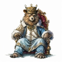 Bear as a king sitting at the throne.