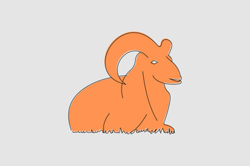 doodle art orange vector goat icon suitable for sacrificial animal advertisement images, akikah logos, goat breeders, advertisements, posters, banners and so on