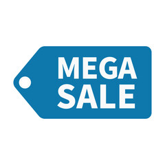 Mega Sale In Blue Color Hanging Tag Shape For Advertising Sale
