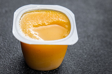 fruit puree no sugar apple, pear fruit healthy meal food snack on the table copy space food background rustic top view keto or paleo diet veggie vegan or vegetarian food