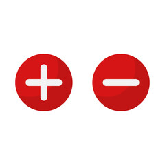 Fototapeta premium Plus Minus Icon In Red Color Circle Shape With White Line 