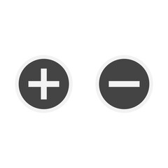 Plus Minus Icon In Grey Color Circle Shape With White Line
