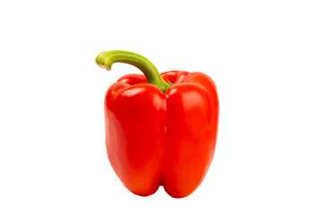 Red pepper isolated on white background. Red sweet, Bulgarian, lettuce pepper. Fresh vegetables. Vegan. Close-up. Healthy food.