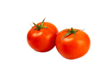 Red tomato isolated on white background. Fresh red tomatoes. Fresh vegetables. Vegan. Close-up. Healthy food. Salad Ingredients.