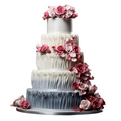 3d realistic Wedding Cake on transparent background. Generative AI.