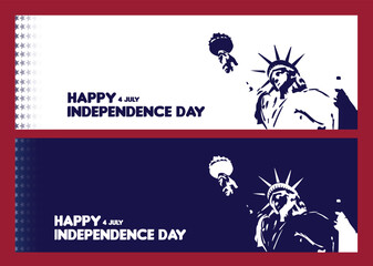 set of banners commemorating the independence of the united states, july 4th, with american flag background elements