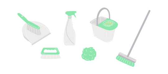  Equipment for indoors cleaning, household tools. Housekeeping tools. Cleaning tools.