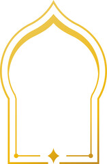 Oriental style arabic gold border, frame. Linear style Islamic window, door in boho style. Arabic minimal shape arch. Golden Design element for design. Ramadan kareem