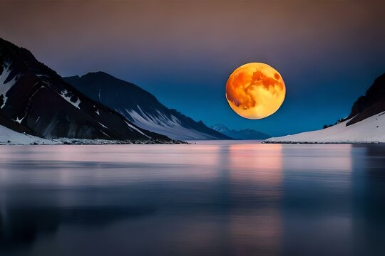moon over the mountains Generated AI
