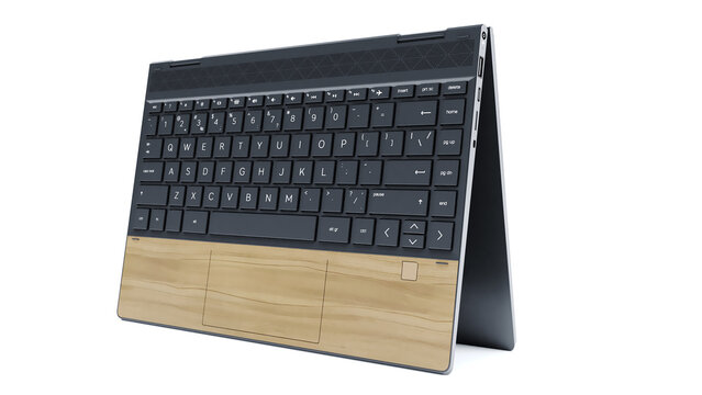 3D render of pc keyboard isolated on white background, Realistic laptop mockup.