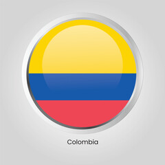 vector button flag of Colombia State of South America on round frame