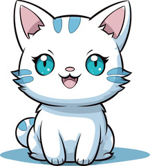 Obraz premium Cute Happy Cat In Clip Art Style, Tshirt