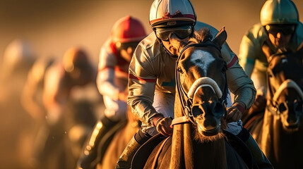 Jockeys riding horses in a race