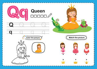 Illustration Isolated Alphabet Letter Q-Queen