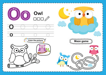 Illustration Isolated Animal Alphabet Letter O-Owl