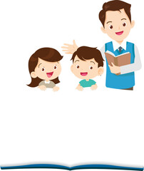 student reading book.Boy and girls learning or studying