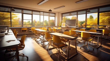 Fototapeta na wymiar Empty modern classroom