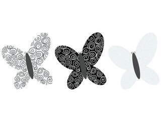 Monochrome butterflies illustration
