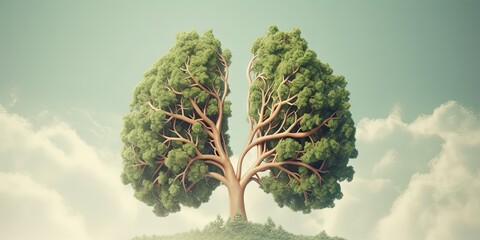 3 d illustration of tree's lungs. Generative AI. Environmental problems concept. 