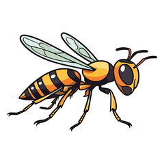 Adorable Buzzing Buddy: Vibrant 2D Illustration Featuring a Cute Yellowjacket