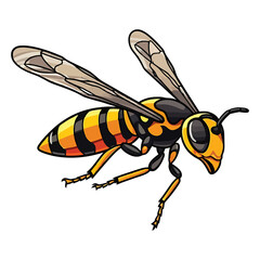 Adorable Buzzing Buddy: Vibrant 2D Illustration Featuring a Cute Yellowjacket