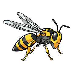 Adorable Buzzing Buddy: Vibrant 2D Illustration Featuring a Cute Yellowjacket