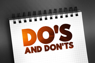 Do's And Don'ts text quote on notepad, concept background