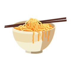 Bowl of ramen noodles with chopsticks