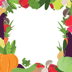 Illustration with fresh farm vegetables