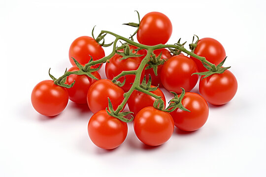 Cherry tomatoes on a white background. Fresh ripe tomato. Ai generative.