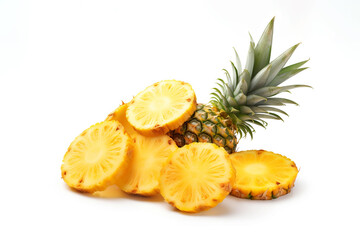 Pineapple on white background. Fresh sweet pineapple fruit. Ai Generative.