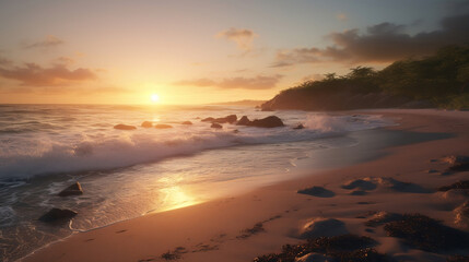 sunset on the beach made by midjeorney
