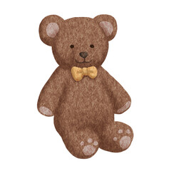 brown teddy bear yellow bow