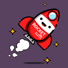 rocket with space filled outline icon vector icon flat design illustration isolated 