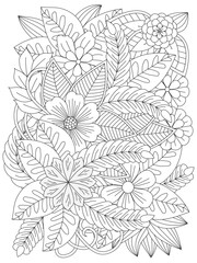  Doodles pattern. Vector black and white colorin page for colouring book. Coloring pages for adult.  Page for coloring book: