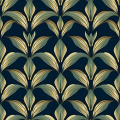 hemp leaf pattern :: Artdeco style :: mink, glaucous blue, dark green, white , Ai generated 