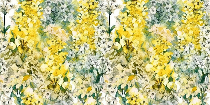 beautiful watercolor flower tiles. Ready for 4-way tiling. Generative AI 