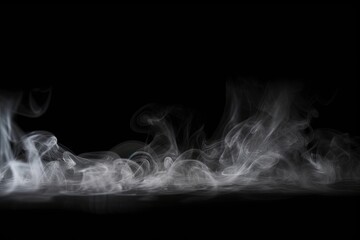 Abstract smoke art. Isolated mist on black background Generative AI illustrations