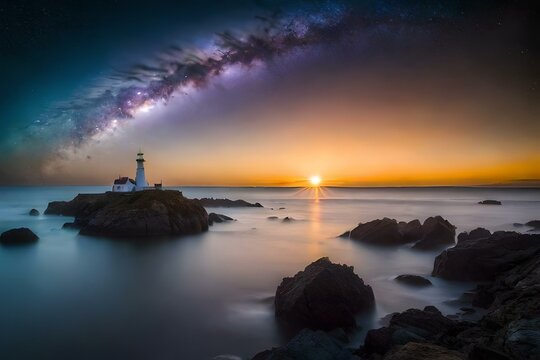 sunset over the ocean Generated AI