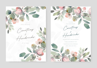 colorful coloutful floral flower vector elegant leaves wedding invitation card template watercolor