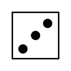 One dices side with 3 Icon. Vector illustration. stock image.