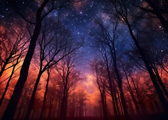 Fototapeta na wymiar starry sky in the forest