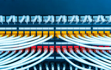 Information Technology Computer Network, Telecommunication Ethernet Cables Connected to Internet...