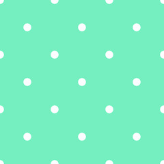 Green and White Large Polka Dots Pattern Repeat Background