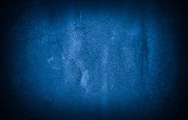 Old wall pattern texture cement blue dark abstract  blue color design are light with black gradient background.