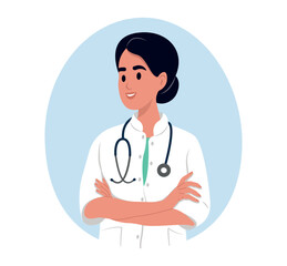 Fototapeta premium Avatar of a smiling female doctor, medical worker.