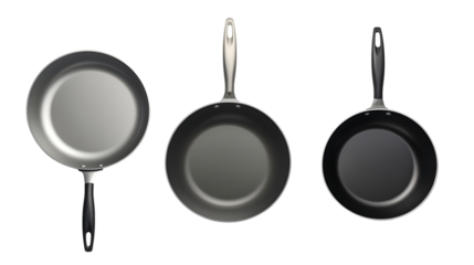 Set of Frying Pans, Isolated on Transparent Background - Generative AI