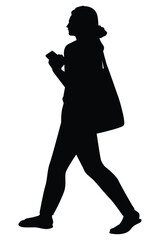 Woman silhouette vector on white background ,people in black and white, illustration for creative content.