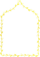 Ogee Arch rectangular frame architectural Flower window Flower door luxury gold frame golden vector flower frame floral leaf leaves decoration natural Botanical Branches wedding card anniversary 